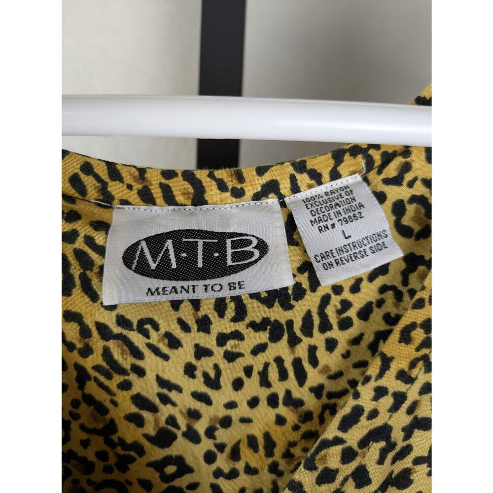 Vintage MTB Meant To Be Midi Length Rayon Sundress Cheetah Leopard Print - Picture 3 of 7